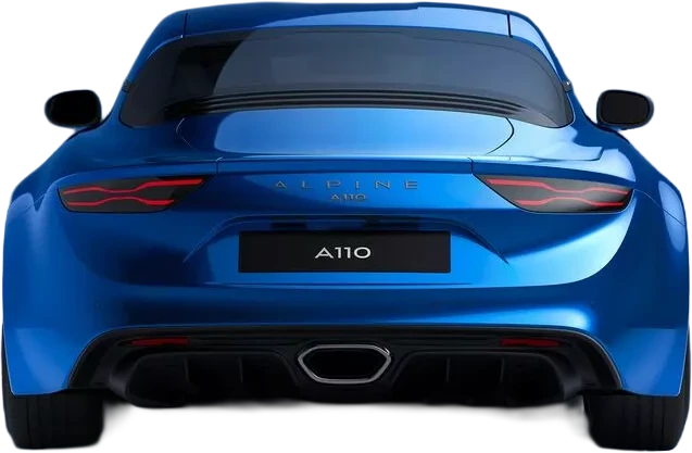 Alpine A110 blu vista posteriore
